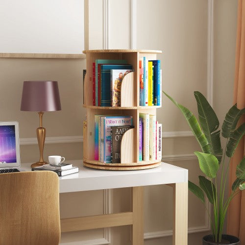 2 Tier Rotating Bookshelf, 360° Solid Wood Rotating Stackable Shelves Bookshelf Organizer for Home, Bedroom, Office 2 Tier Rotating Bookshelf, 360° Solid Wood Rotating Stackable Shelves Bookshelf Organizer for Home, Bedroom, Office